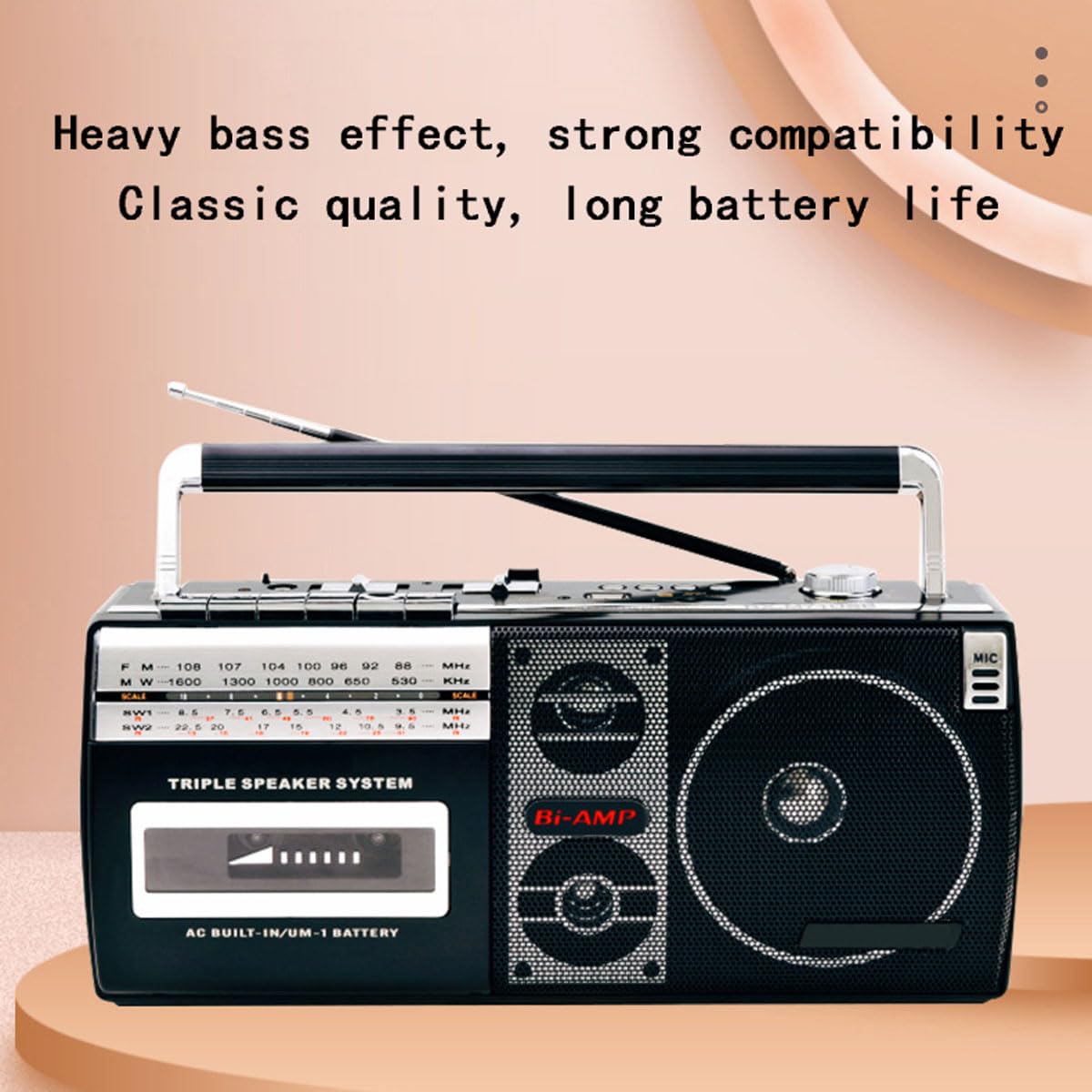 Amazon.co.jp: Bluetooth レトロラジカセ、カセットプレーヤー AM/FM 4