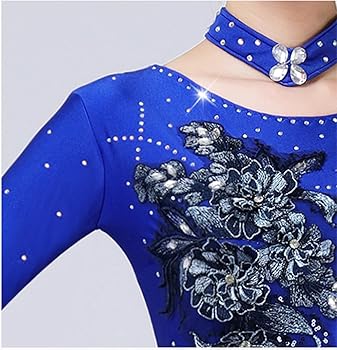 Amazon.co.jp: [RIKOUZY] 藍 社交ダンスドレス 刺繍ビーズ花柄