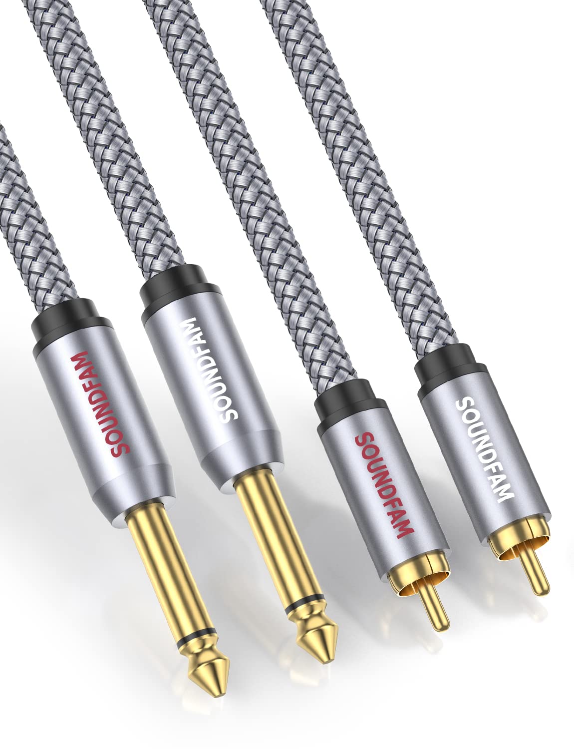 Amazon | SOUNDFAM RCA-1/4ケーブル デュアルRCA-デュアル1/4インチ TS