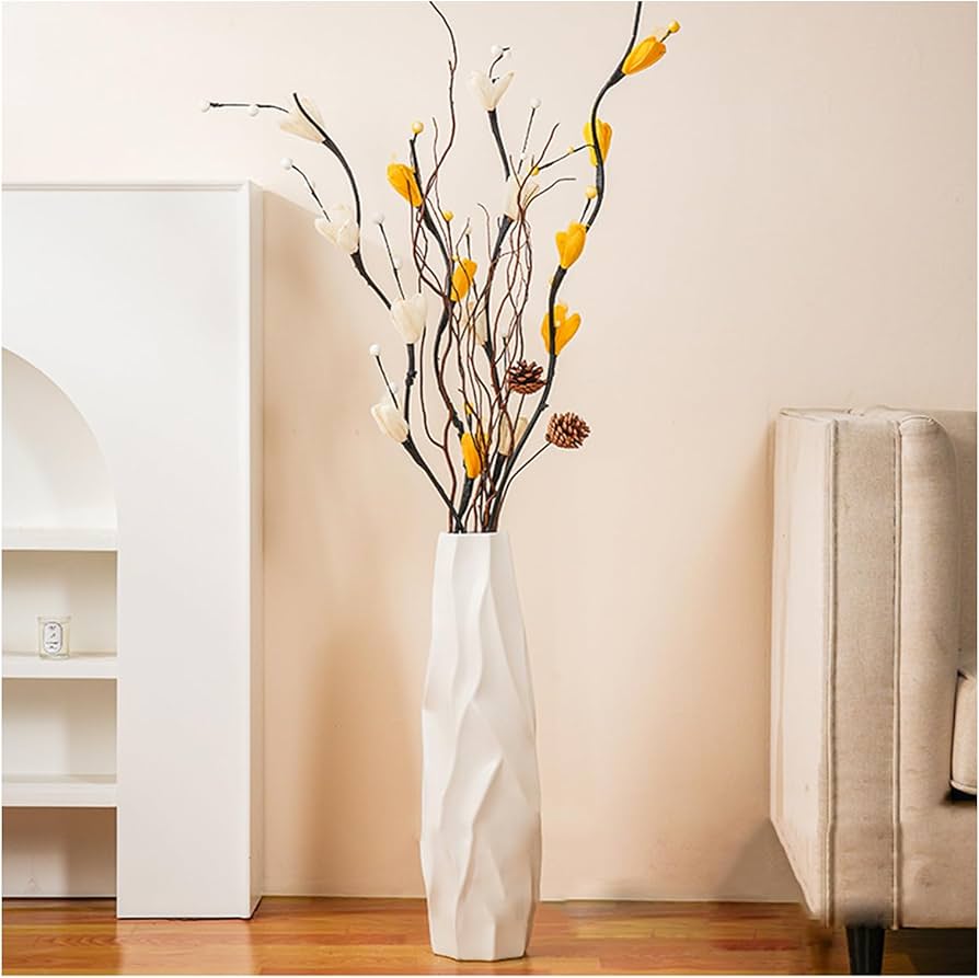 Amazon.co.jp: 大型セラミック製背の高い床置き型花瓶、モダンな装飾