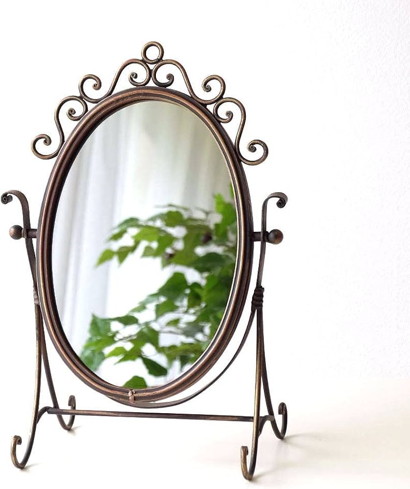 Amazon.co.jp: 鏡 卓上ミラー 卓上鏡 おしゃれ 大きい 大きめ アイアン