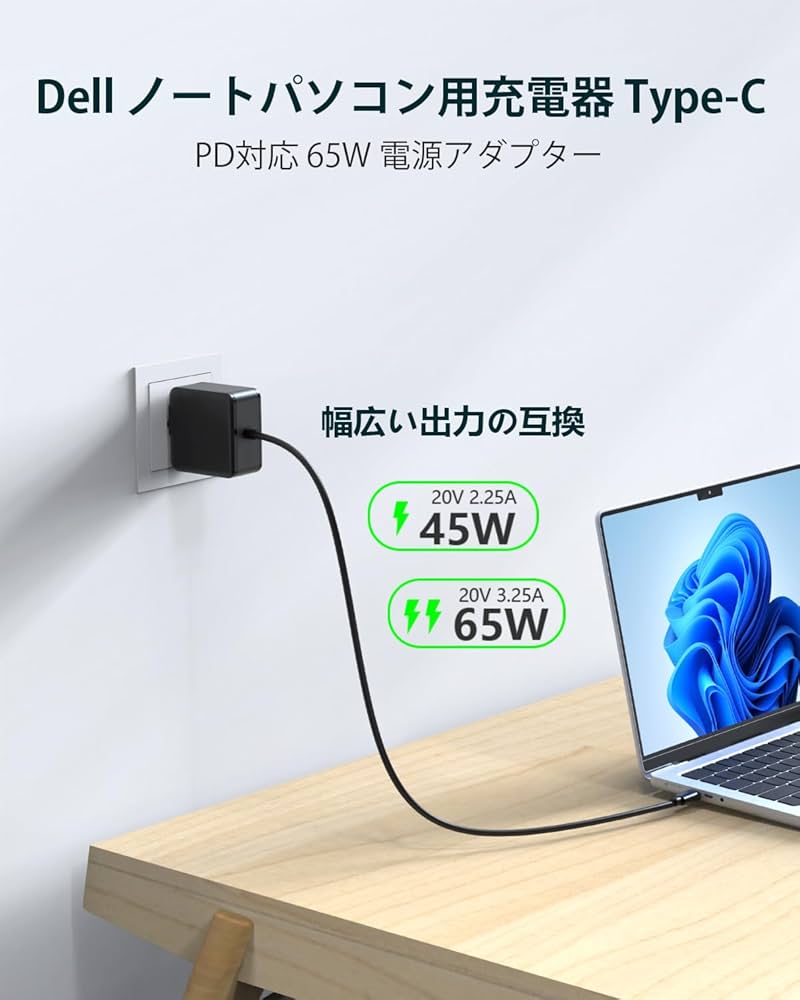 Amazon.co.jp: FFZZKJ Dell 用 65W USB-C ACアダプター ノートPC用