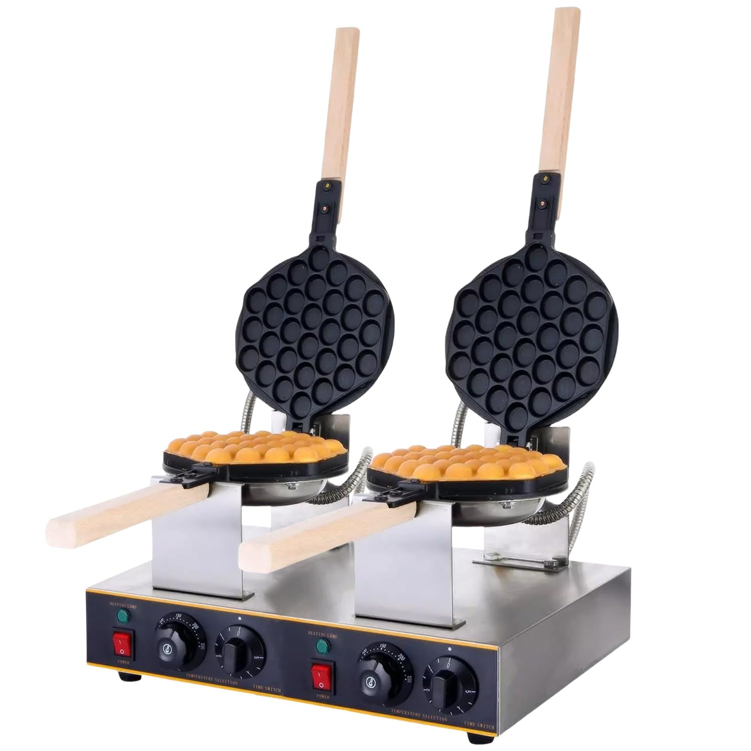 Amazon｜Kurflo 業務用バブルワッフルメーカー 2列 180°回転可能 両面