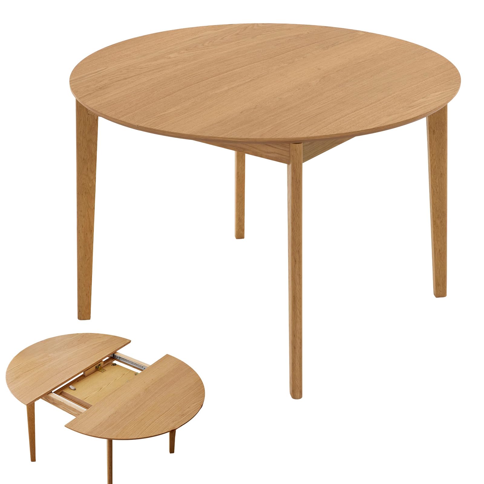 Amazon｜LOWYA ロウヤ ダイニングテーブル 伸長式 円形 楕円 天然木