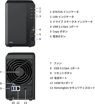 Amazon.co.jp: Synology NASキット 2ベイ DS223/G【ガイドブック付