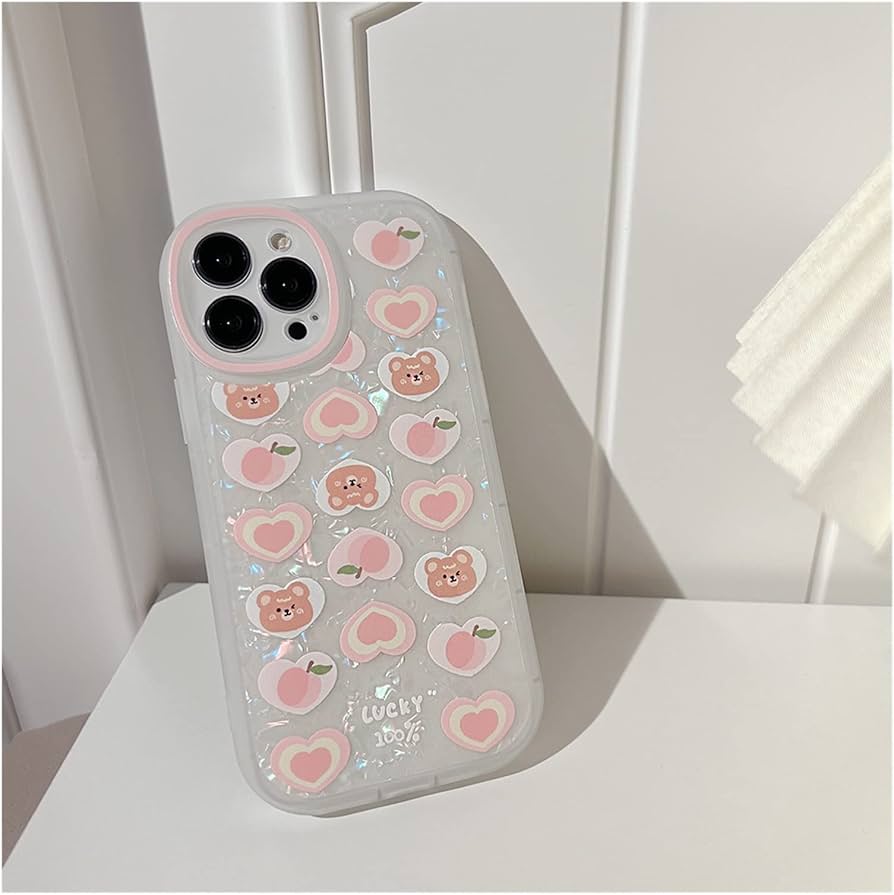 Chocolate Bear Peach Love Art Phone Case for iPhone 14 13 11 12