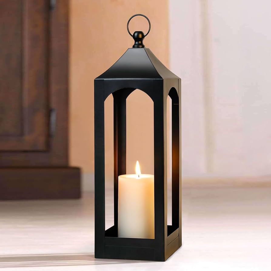 Amazon.com: Modern Farmhouse Lantern Decor, Black Metal Decorative