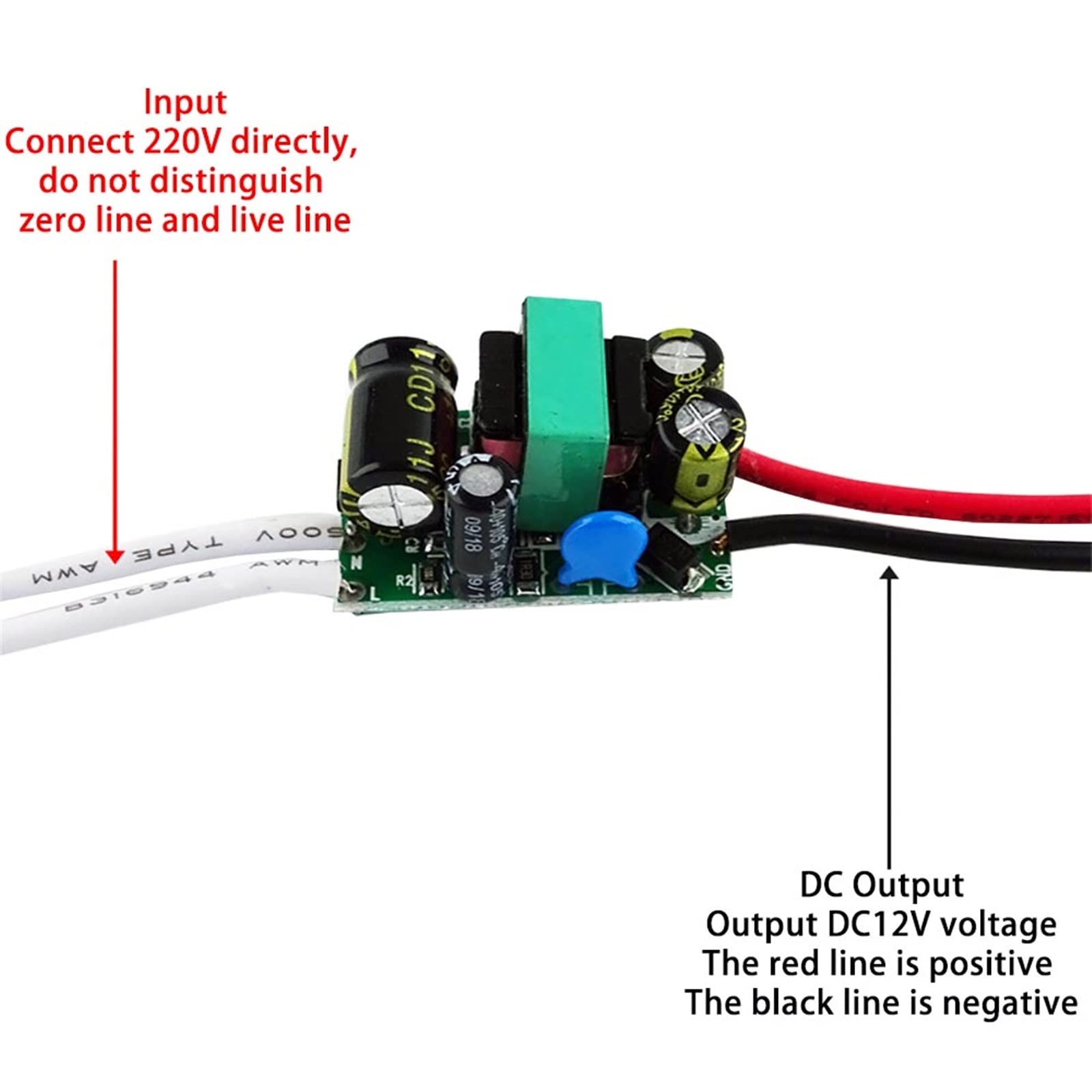Amazon.co.jp: AC100-240V から DC12V LED ドライバ 500mA 定電流 6W