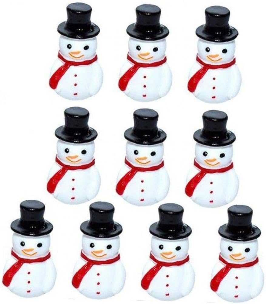 Amazon.co.jp: 10pcs ミニ雪だるま彫像 スノーマンの置物 樹脂雪だるま