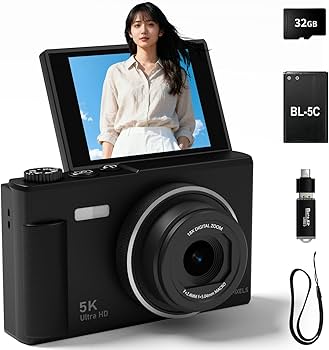 Amazon | Fesaymi デジカメ 5K 7500万画素 デジタルカメラ 180度回転