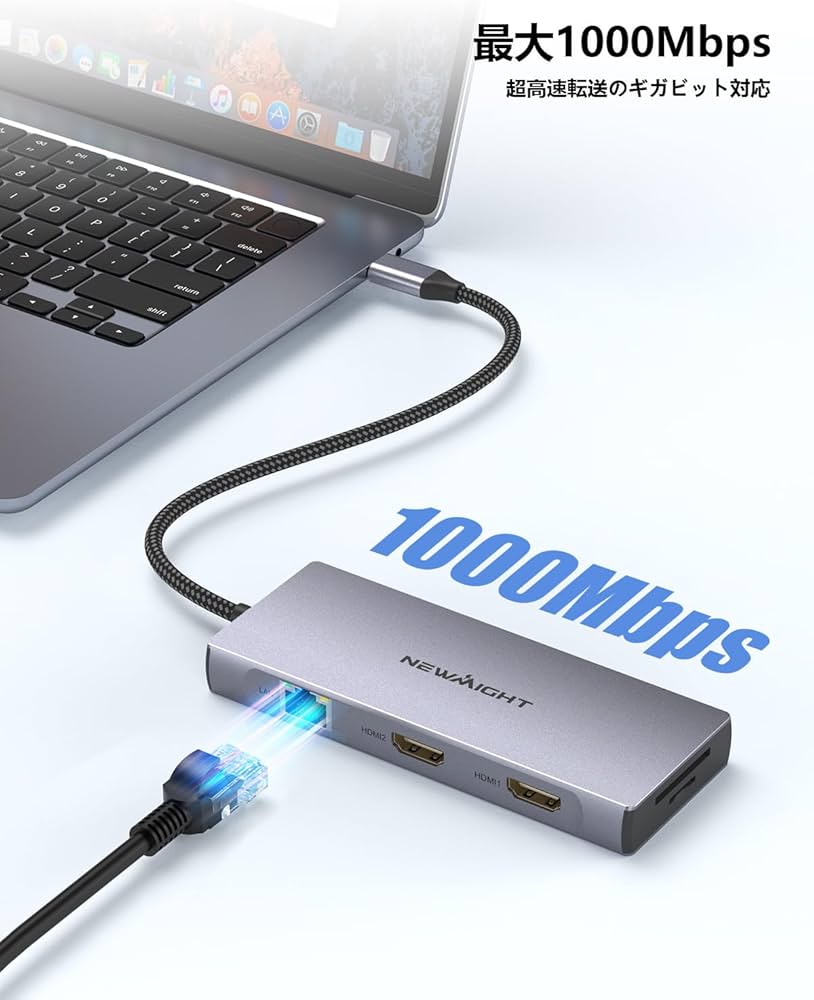 Amazon.co.jp: USB C ハブ 9-in-1アダプタhdmi 2つ Dual Display lan