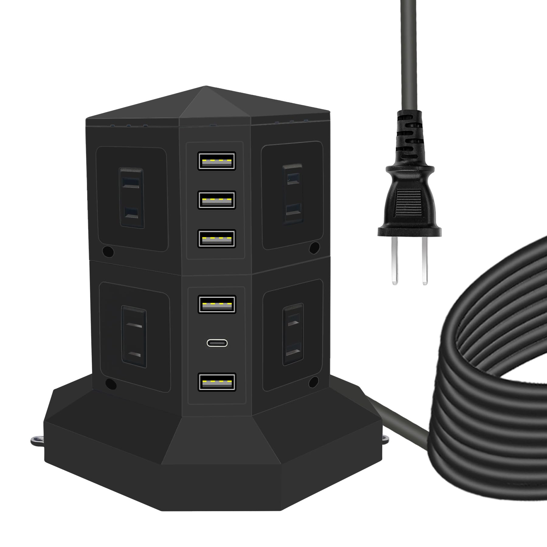 Amazon.co.jp: JIACHAN 電源タップタワー式 USB PD Type-C付8個AC