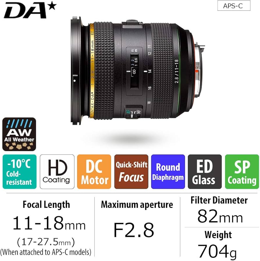 Amazon.com : HD PENTAX-DA☆11-18mmF2.8ED DC AW Ultra-wide-angle