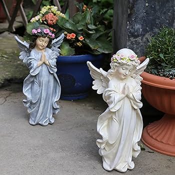 Amazon.co.jp: 置物 雑貨 天使 ガーデニング置物 アンティーク調