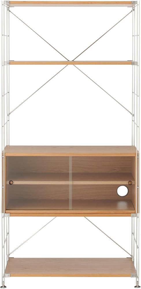 Amazon｜無印良品 ステンレスユニットシェルフ・オーク材カップボード