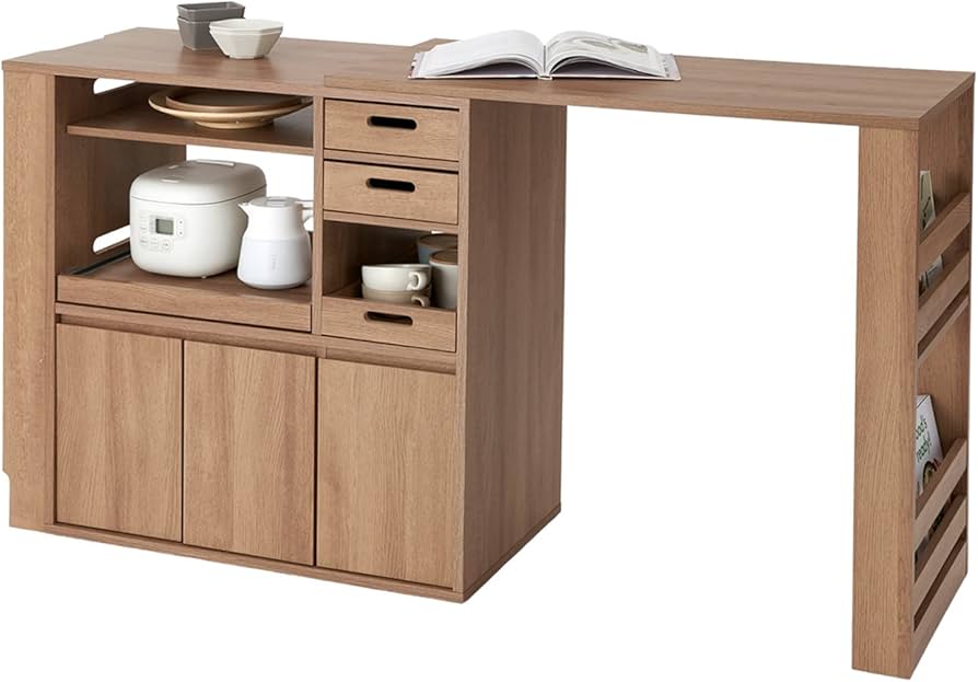 Amazon.co.jp: LOWYA ロウヤ キッチンカウンター レンジ台 伸縮