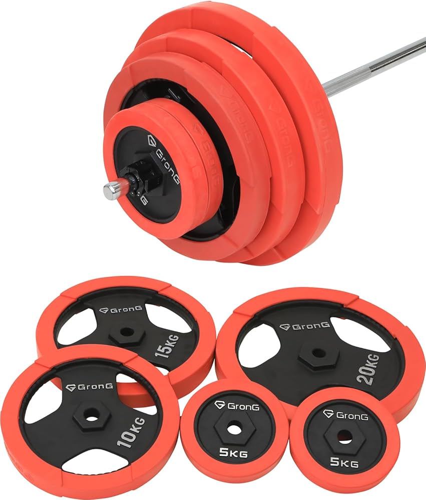 GronG バーベルセット ①シャフト・カラー・5kgプレート4枚 GronG