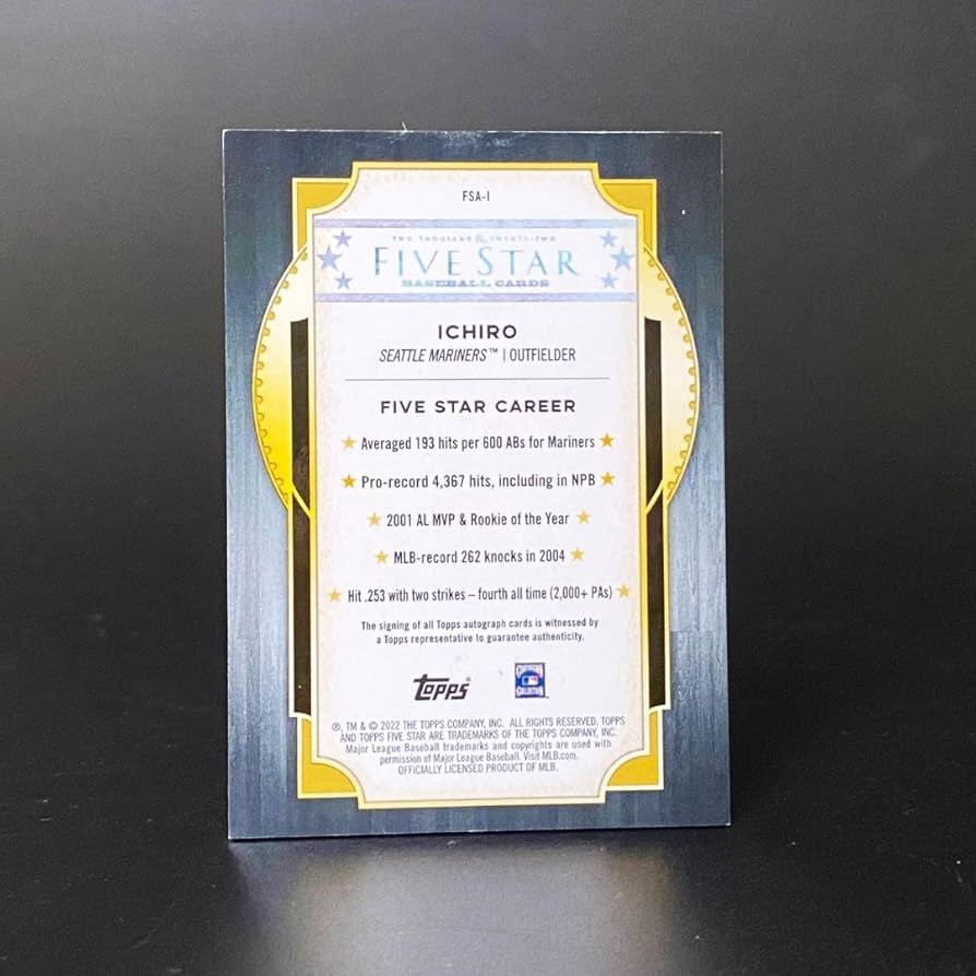 Amazon.co.jp: イチロー直筆サインカード2022 Topps Five Star : おもちゃ