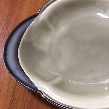 Amazon.co.jp: 深川製磁 茶灰釉 小皿 刺身皿 取皿 銘々皿 耳付き 深皿