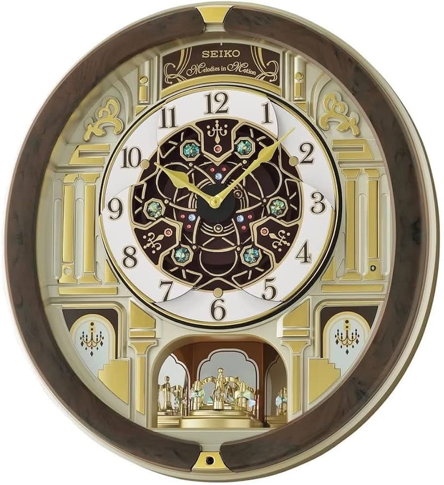 Amazon.com: Seiko Melodies in Motion Wall Clock, Golden Chandelier