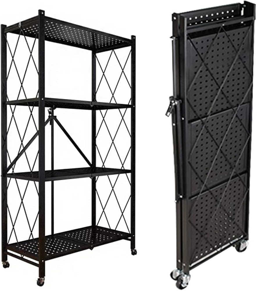 Amazon｜RAKU 折りたたみラック 折り畳み棚 収納棚 キャスター付き 防