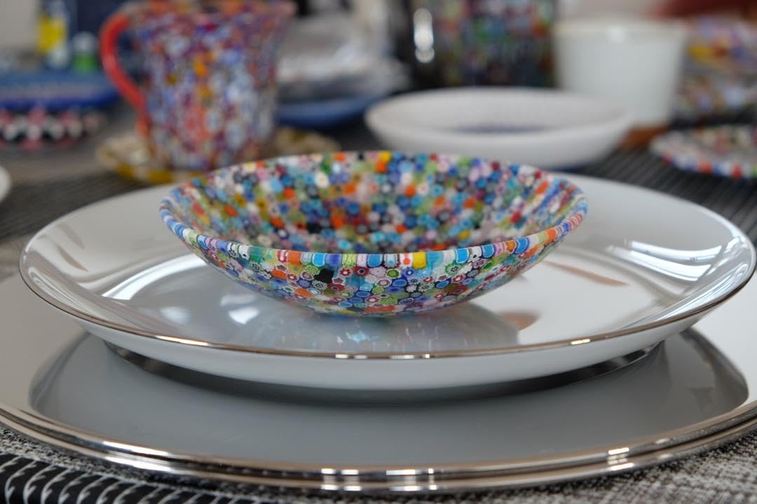 ミルフィオリ プレート 小皿 ベネチアングラス 検/ガラス 江波冨士子