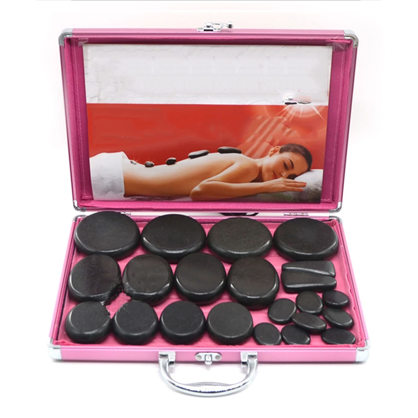 Amazon.co.jp: 16/22個ホットストーンマッサージ 暖房ボックス付き黒