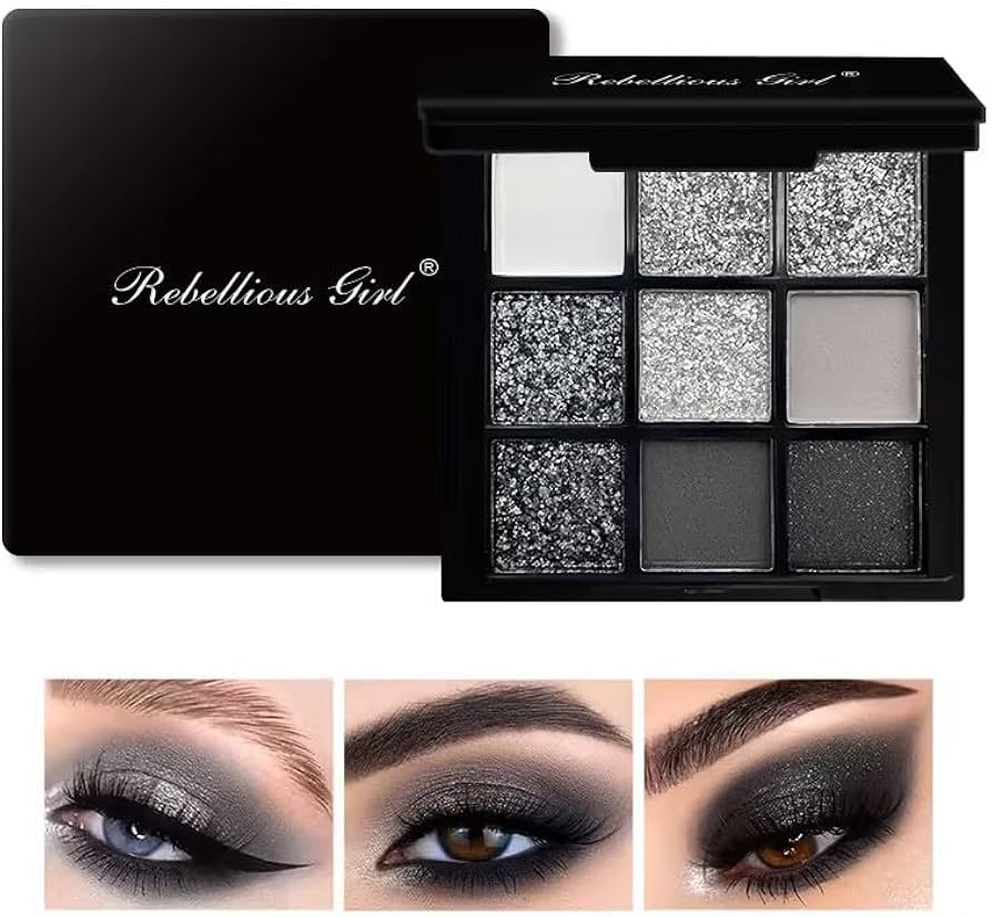 Amazon.co.jp: パンクスモークグリッターアイシャドウ9色、パレット