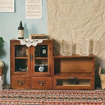 Amazon｜アンティークチェスト 木製収納棚 キャビネット ヴィンテージ