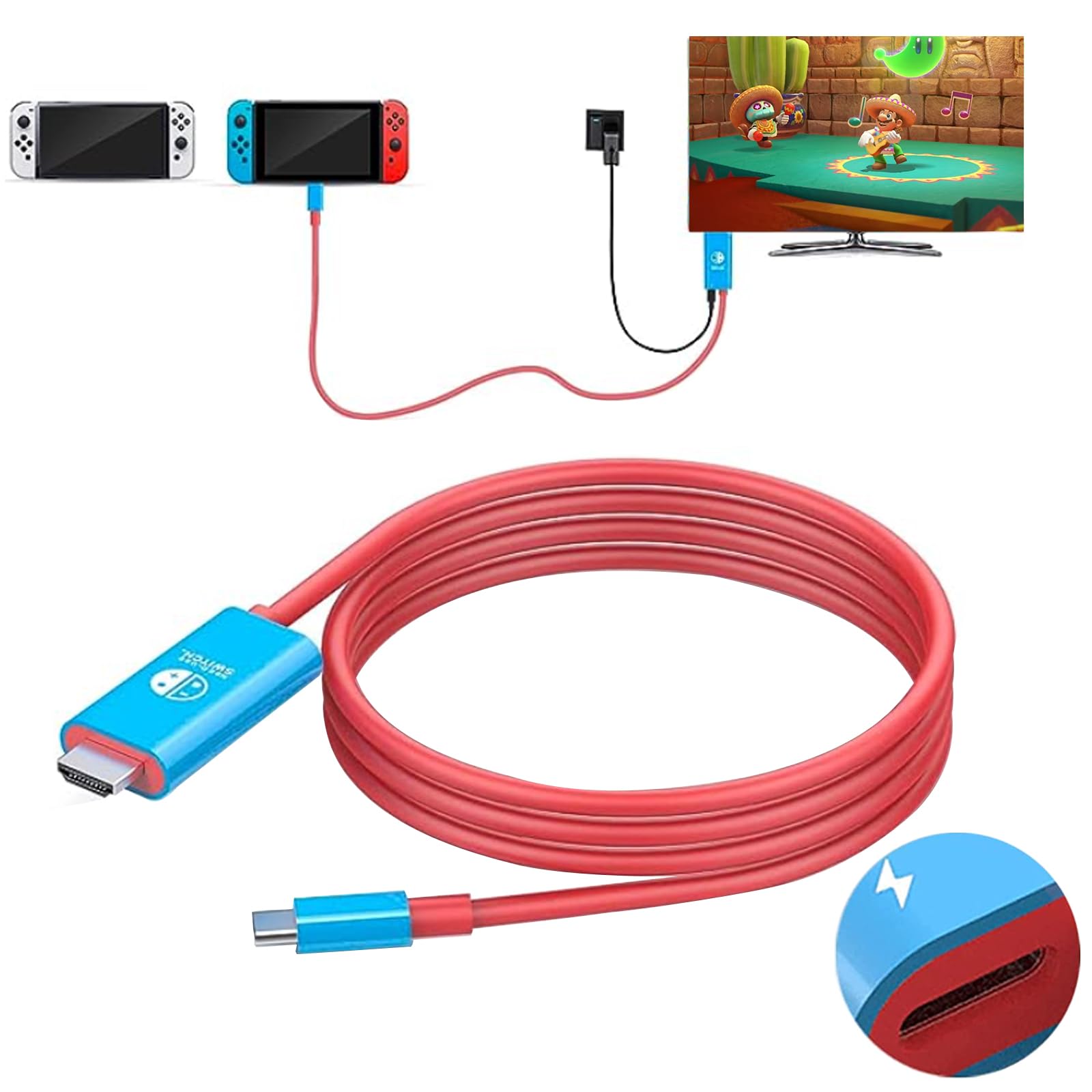 Amazon | Feronia switchドック switch ドック純正 テレビ接続ケーブル