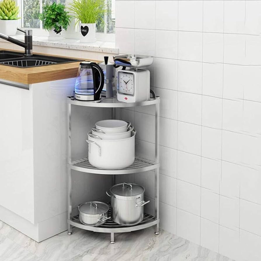 Amazon｜Virod コーナーキッチン棚収納、 3段炊飯器/ポットコーナー