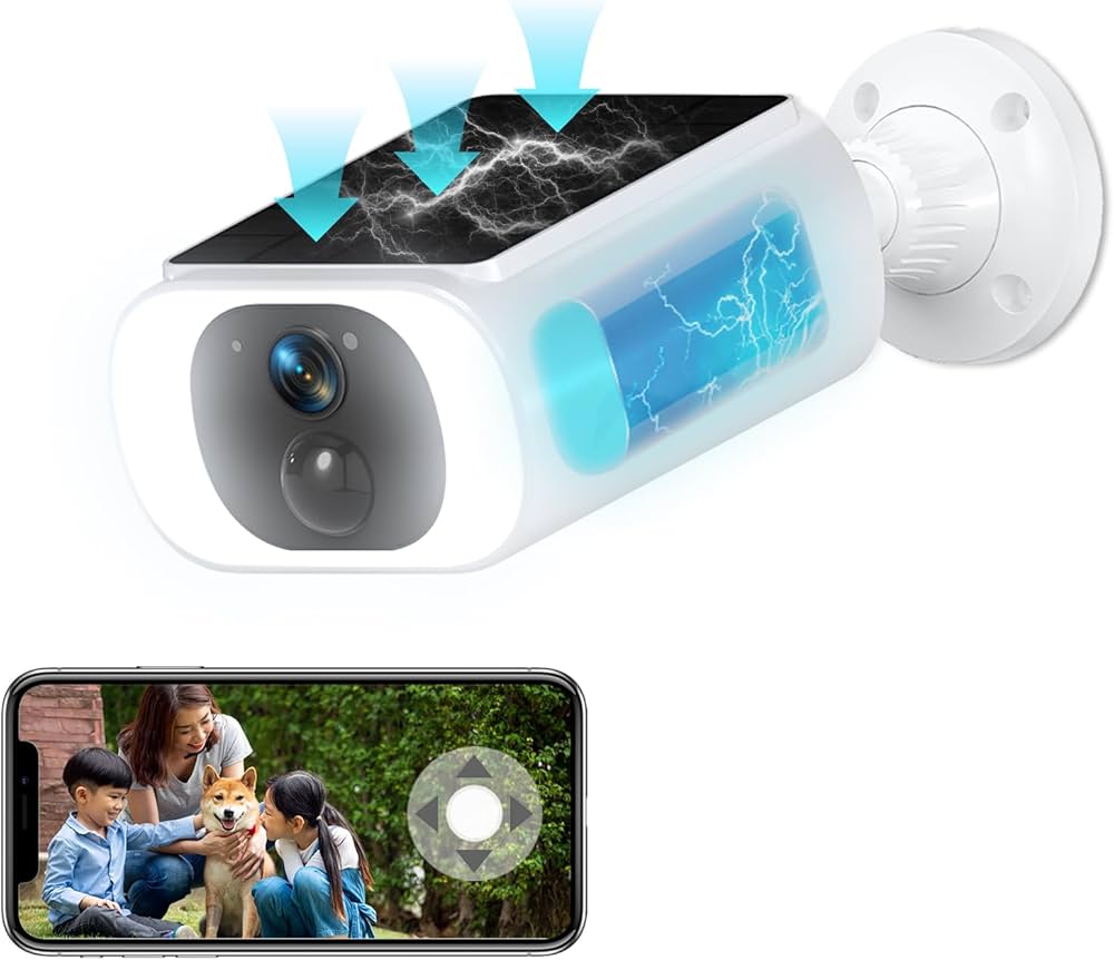 防犯カメラ 300万高画素 太陽光充電-ロータス