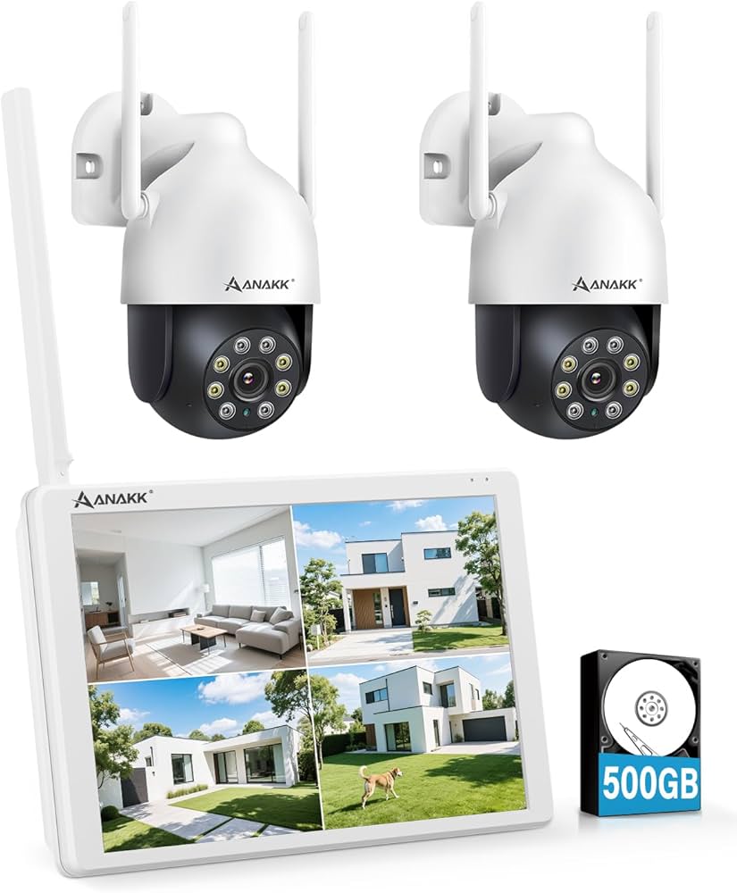 Amazon.co.jp: Anakk 防犯カメラ 屋外 2台セット 800万画素対応 液晶