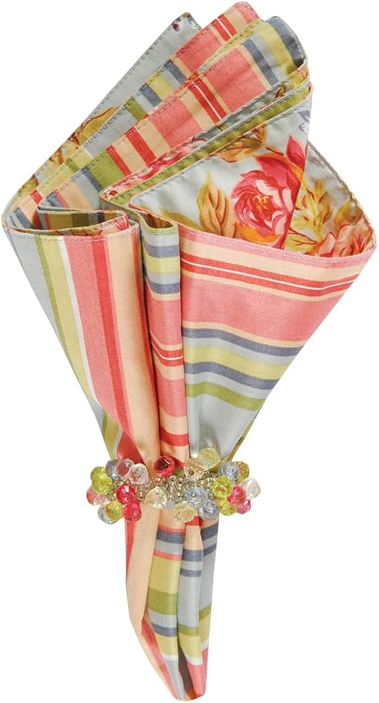 Amazon.co.jp: クララの青ローズコットンリバーシブルナプキンのセット