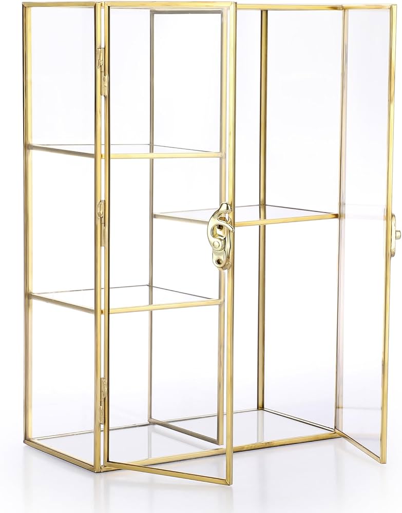 Amazon.co.jp: ELLDOO 5スロット クリアガラス収納ボックス ゴールド