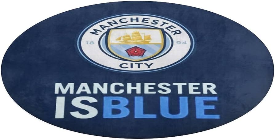 Amazon | マンチェスター・シティFC ラグマット 60*60cm 丸型 洗える