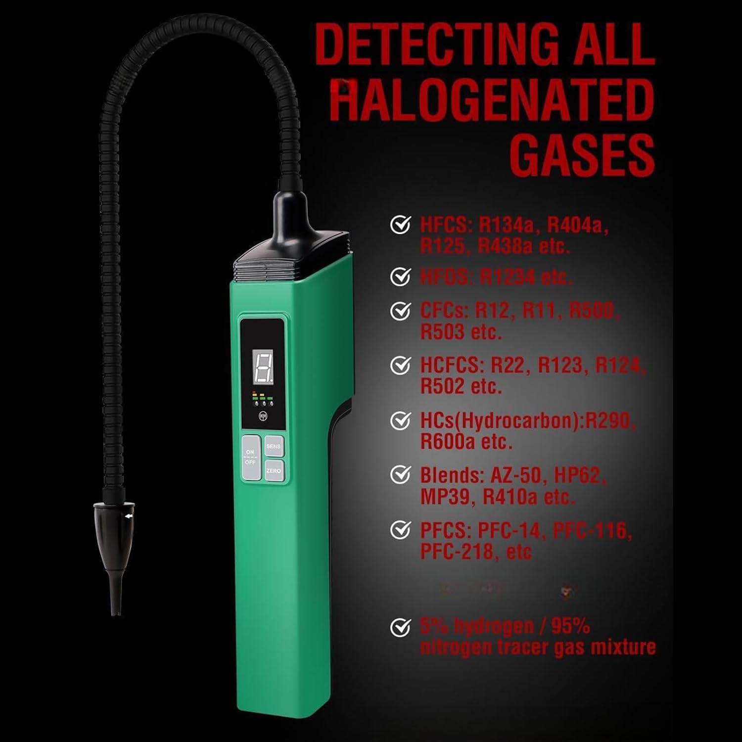 高度なセンサー技術を備えた車両空調冷媒用の高感度ハンドヘルドリーク