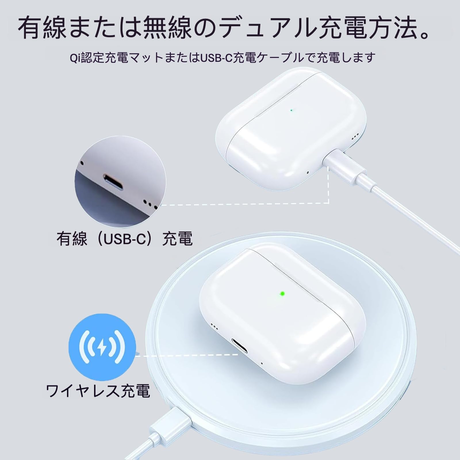 Amazon | AirPods第4世代と互換性のあるワイヤレス充電ケース、USB-C