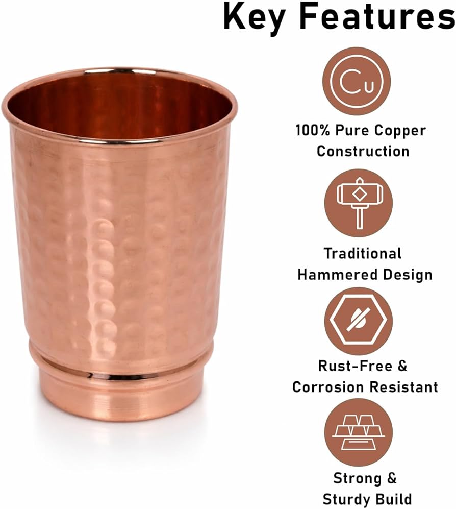 Amazon.com: HEALTHANDWEALTH Pure Copper Hammered Drinking Cups