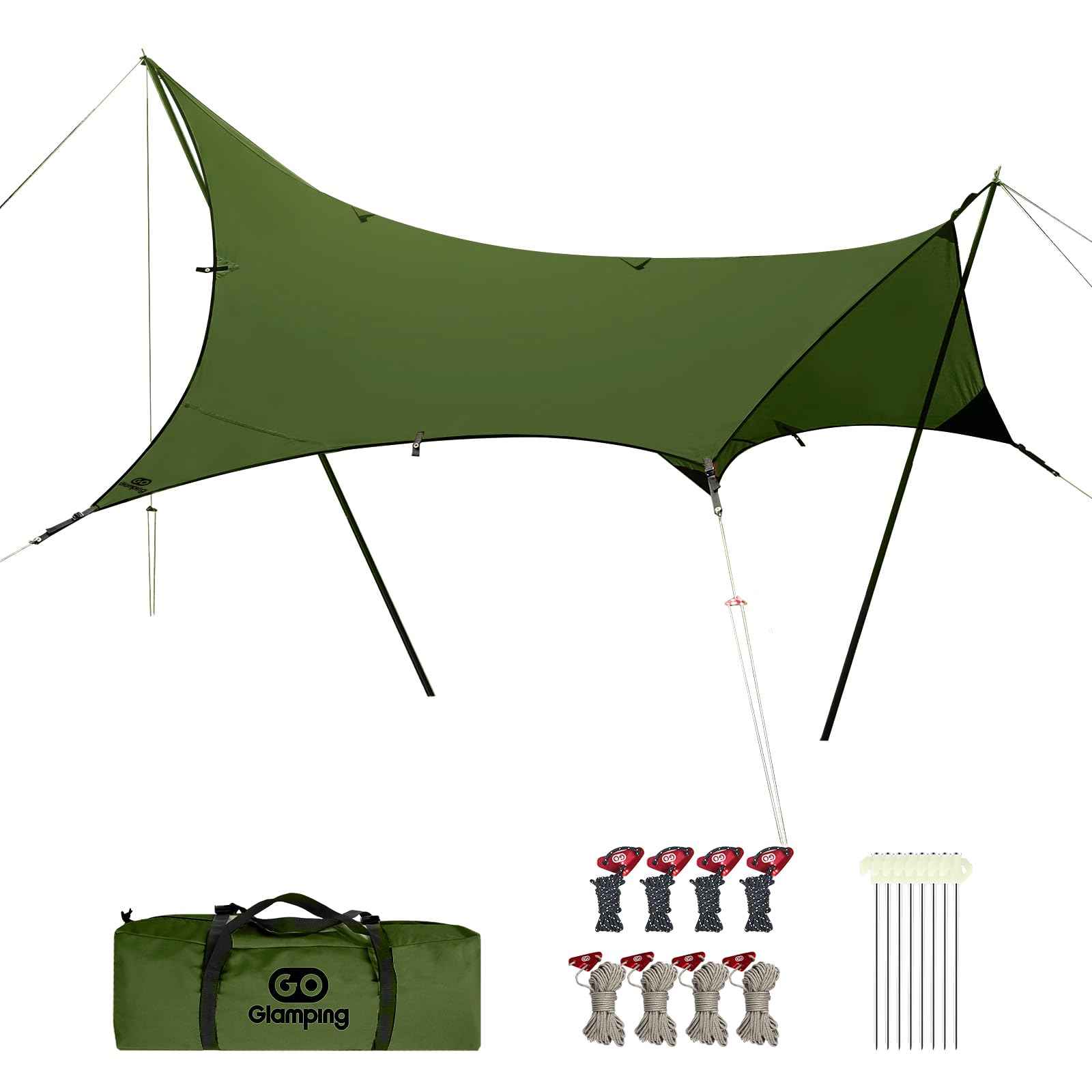 Amazon | GOGlamping 【山帆ヘキサタープ TC】ソロ用 4.2mx4.1m