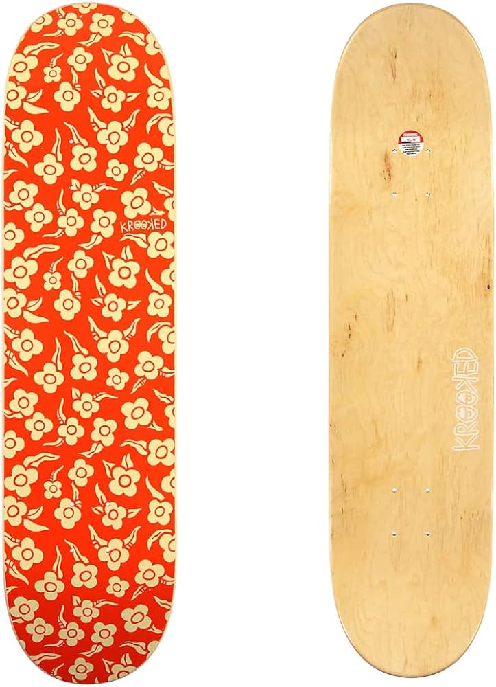 Amazon | Krooked スケートボードデッキ 花 オレンジ 8インチ x 31.8