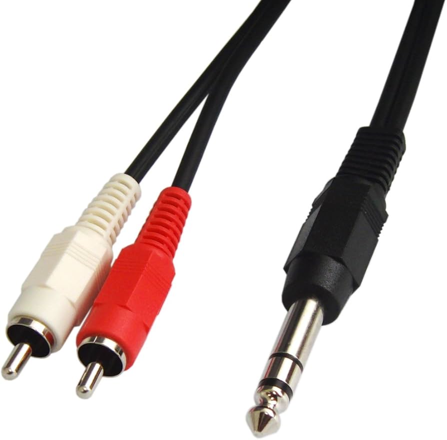 Amazon | オーディオ変換ケーブル RCA/ピンプラグ×2(赤.白) - 6.3mm