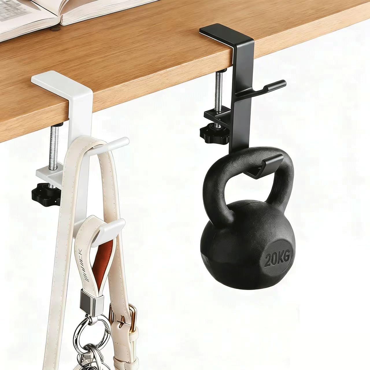 Amazon｜【クランプ式で穴あけ不要】デスク下 収納 2個セット天板に