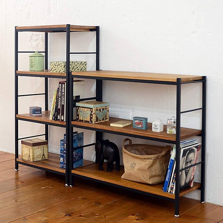 Amazon｜シェルフ 3段 アンティーク アンテ 木製 ラック アイアン 幅