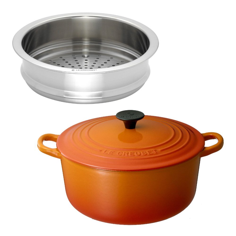 Amazon.co.jp: 【セット買い】 ルクルーゼ 蒸し器 ココット ロンド