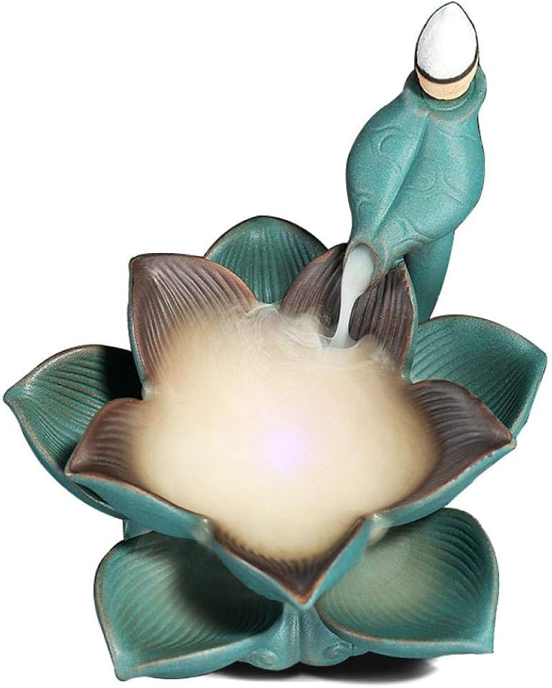 Amazon｜倒流香 陶器 香炉 蓮 かわいい お香 お香立て 流川香 逆流香