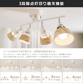 Amazon.co.jp : 共同照明 シーリングライト 4灯 調光 調色 LED電球60W