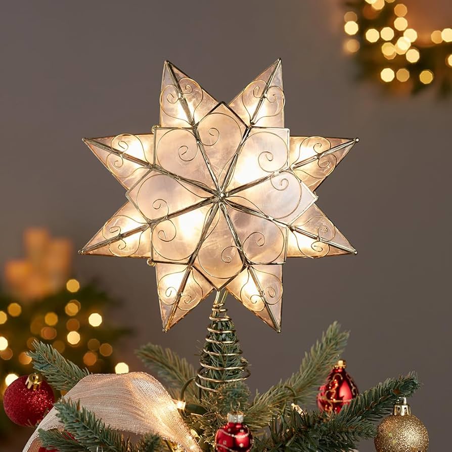 Amazon.com: Kurt Adler Indoor 10 Light 8-Point Capiz Star Treetop