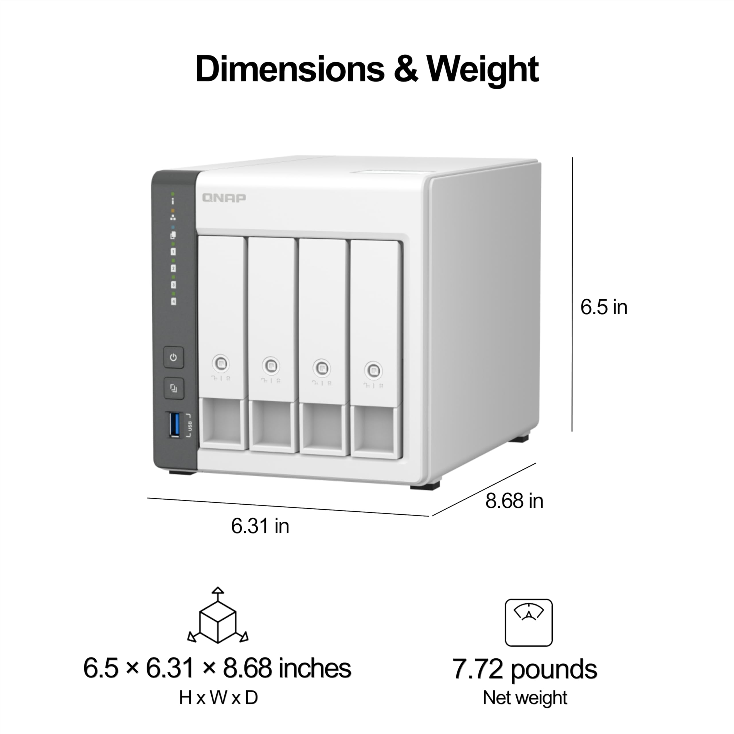 QNAP TS-433-4G-US 4 Bay NAS with Quad-core Processor, 4 GB DDR4