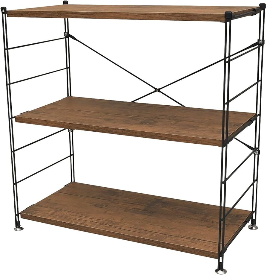Amazon｜ウッドシェルフ 3段 アンティークブラウン 幅85.5×奥行41.5×高